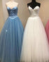 Simple 2018 Sweetheart Satin Tulle A line Prom Dresses with Pearls Pageant Gowns